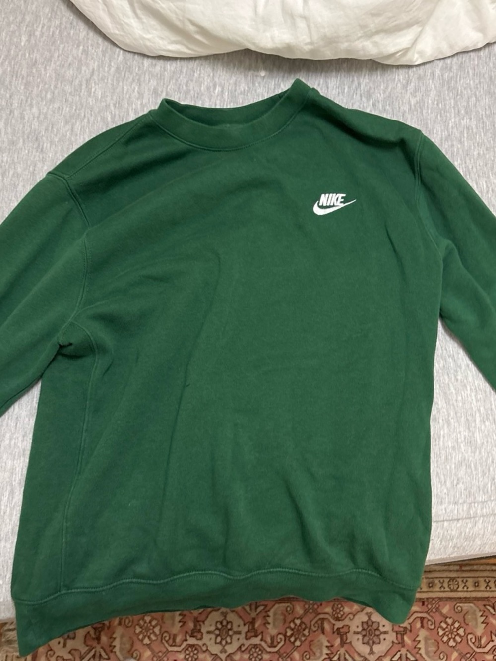 Nike Forest Green Crewneck Sweatshirt with White Swoosh